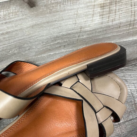 Marypaz Open Toe Low Heel Slide On Shoes Taupe Tan Women’s Size 36 - Picture 8 of 9